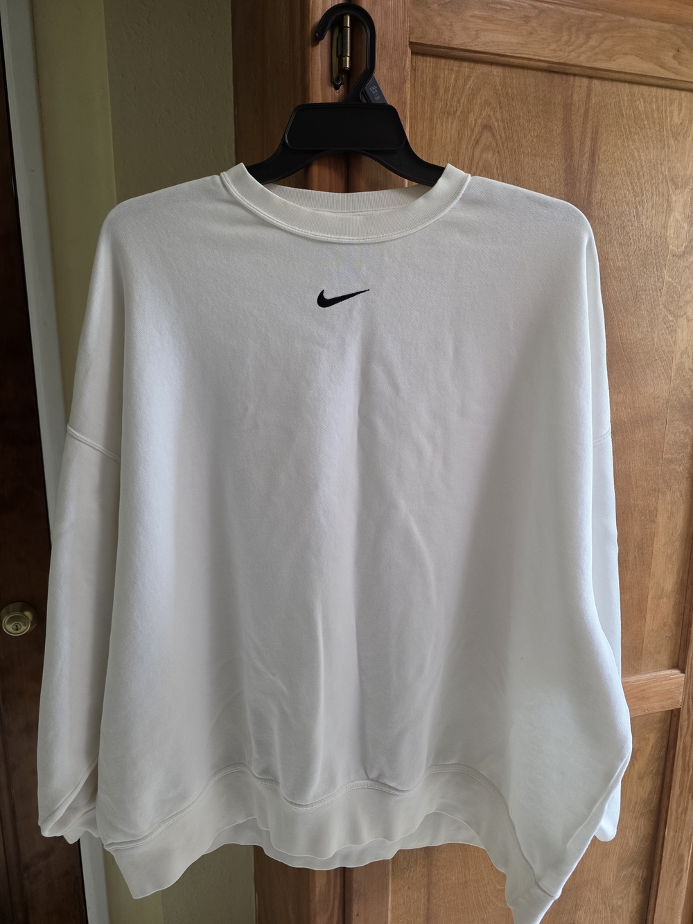 Nike White Phoenix Fleece Sweatshirt with Black Swoosh Logo